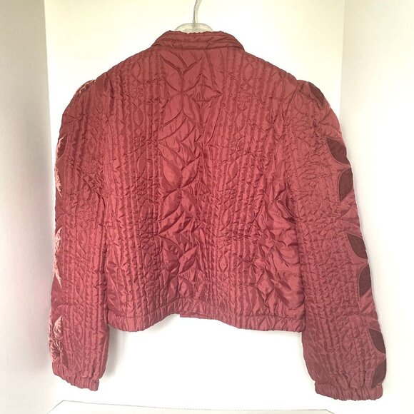 Free People Quinn Quilted Star Appliqué Jacket Cropped Boxy Oversized Rust Marsa - Picture 4 of 15